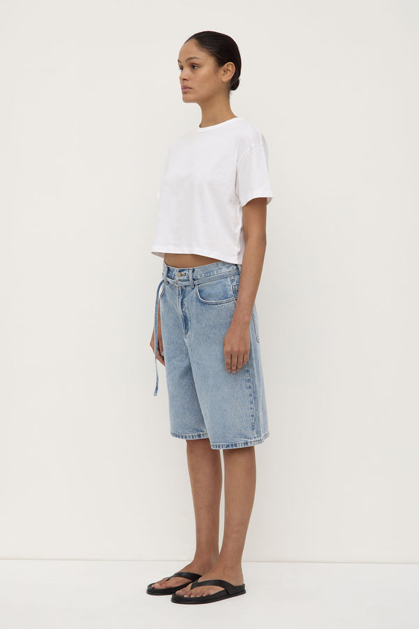 Loose Fit Long Denim Short
