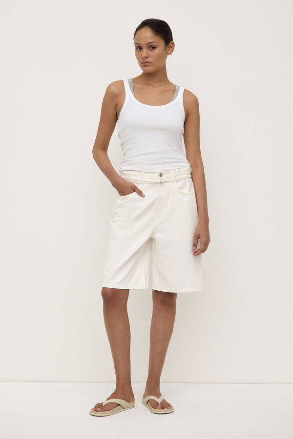 Re-Worn Loose Fit Long Denim Short