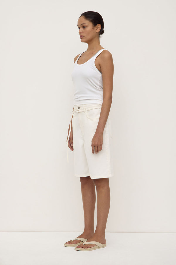 Loose Fit Long Denim Short