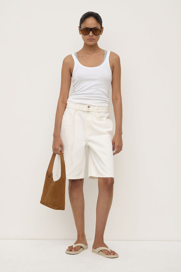 Re-Worn Loose Fit Long Denim Short
