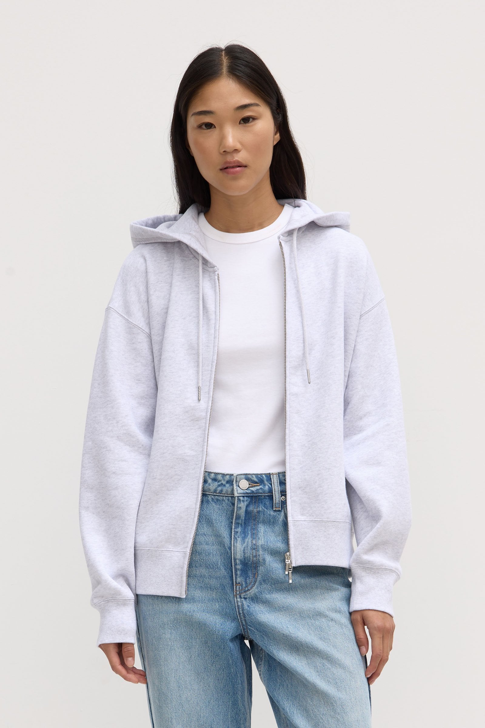 Womens Louisa Hooded Zip Sweater Heather Grey | Assembly Label