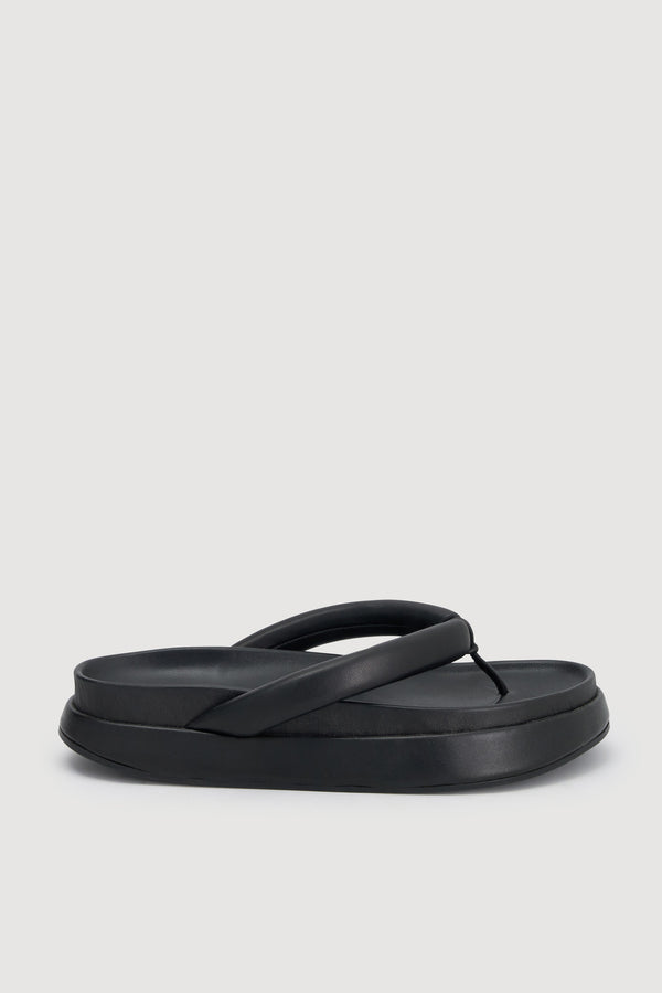 MAYA PADDED LEATHER THONG-BLACK-1