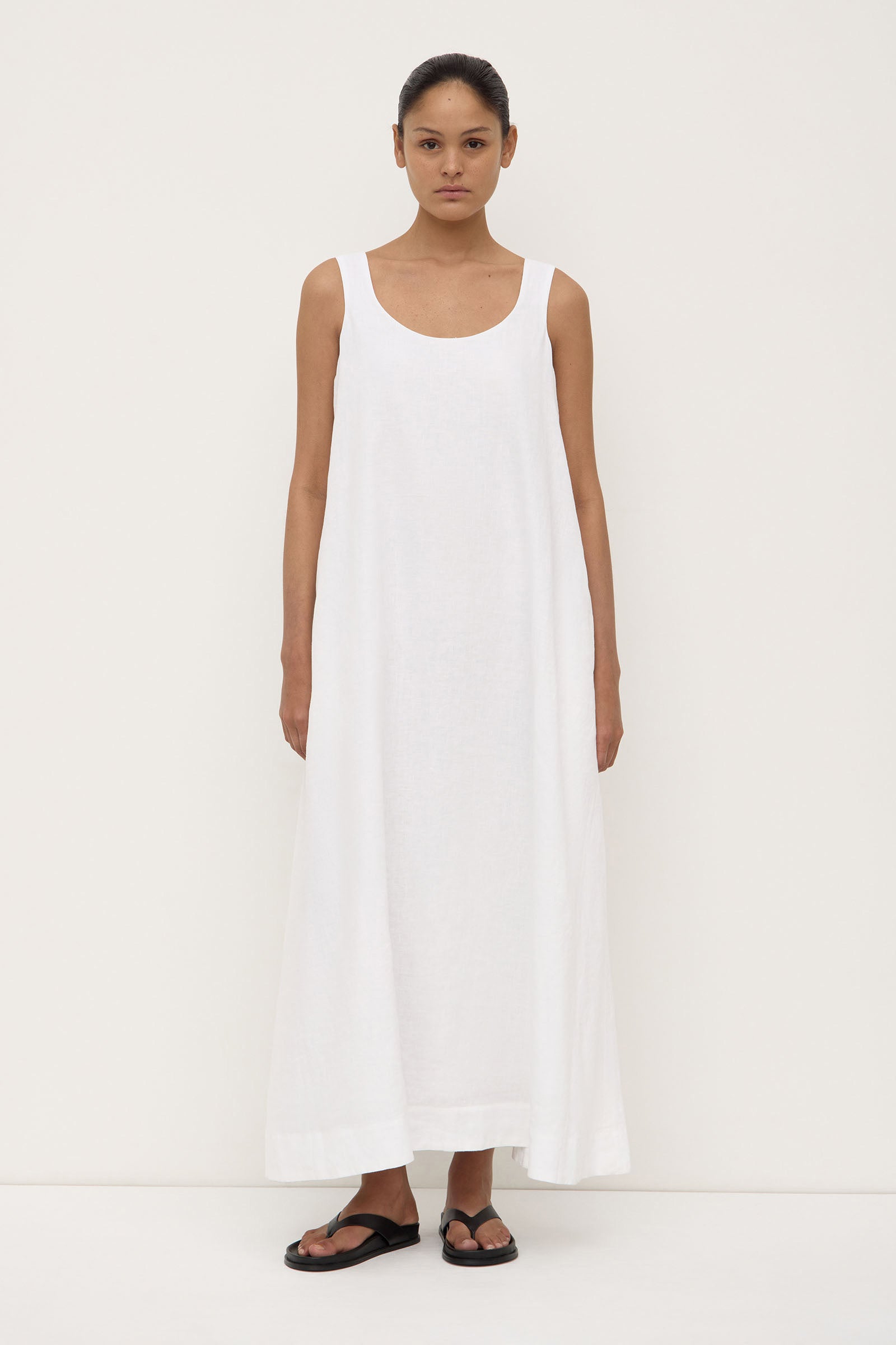 Womens Maree Linen Maxi Dress White