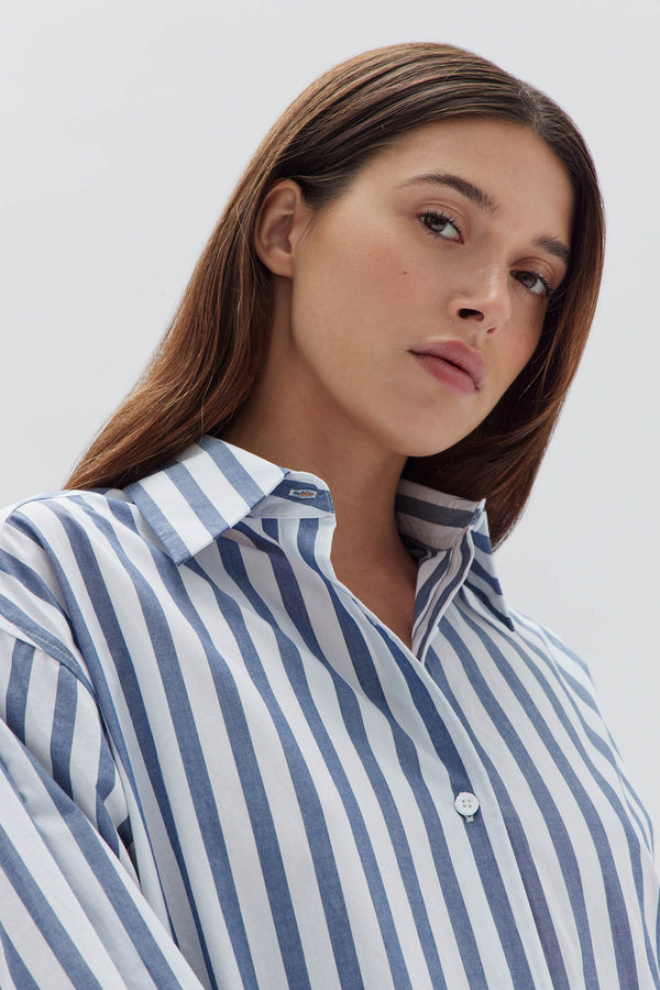 Striped button 2024 up shirt dress