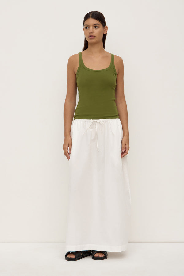 Maya Poplin Midi Skirt White-2