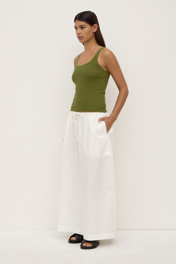Maya Poplin Midi Skirt White-3