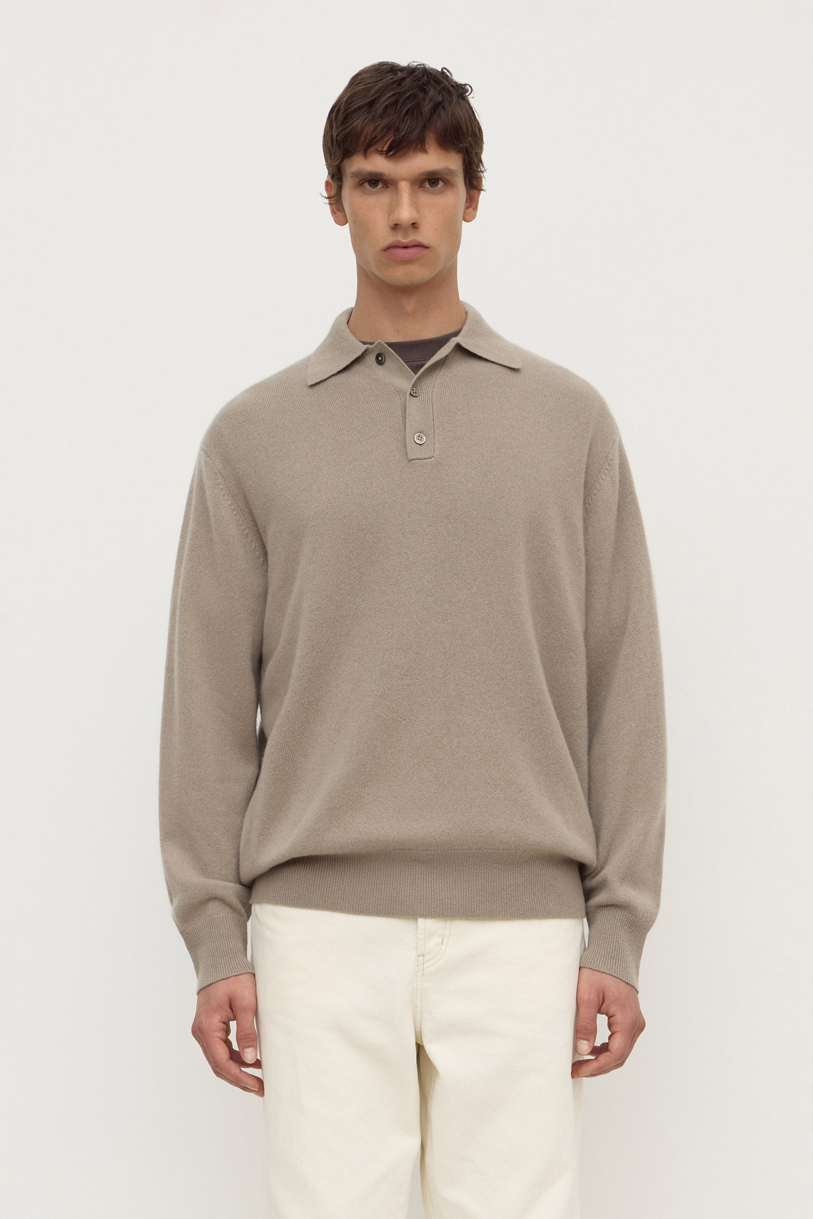 Mens Cashmere Polo Ash Grey | Assembly Label