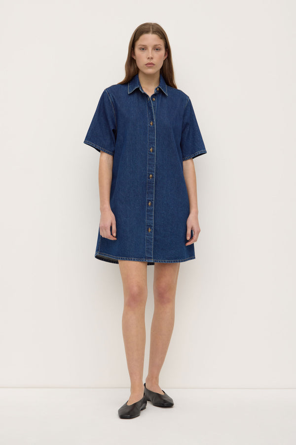 Re-Worn Neera Denim Mini Shirt Dress