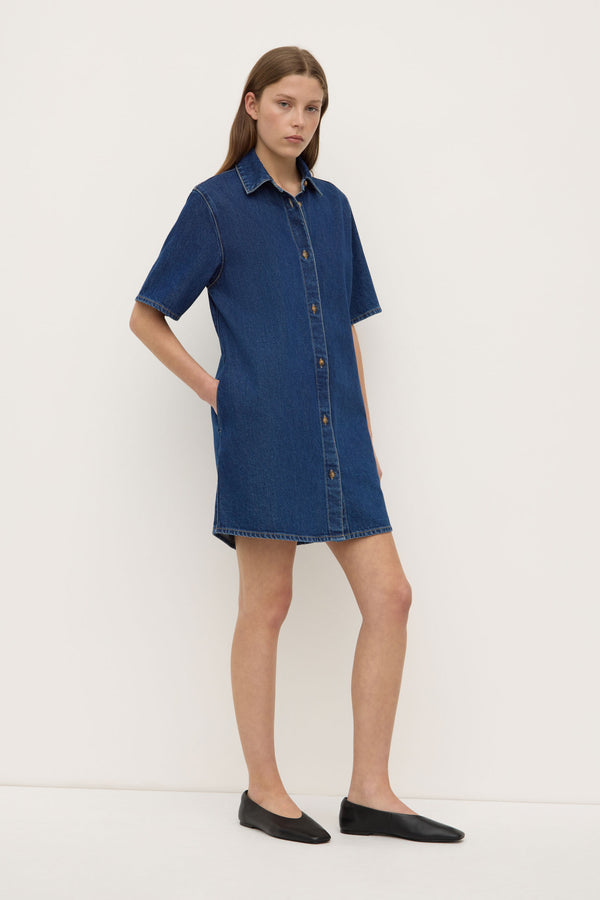 Re-Worn Neera Denim Mini Shirt Dress
