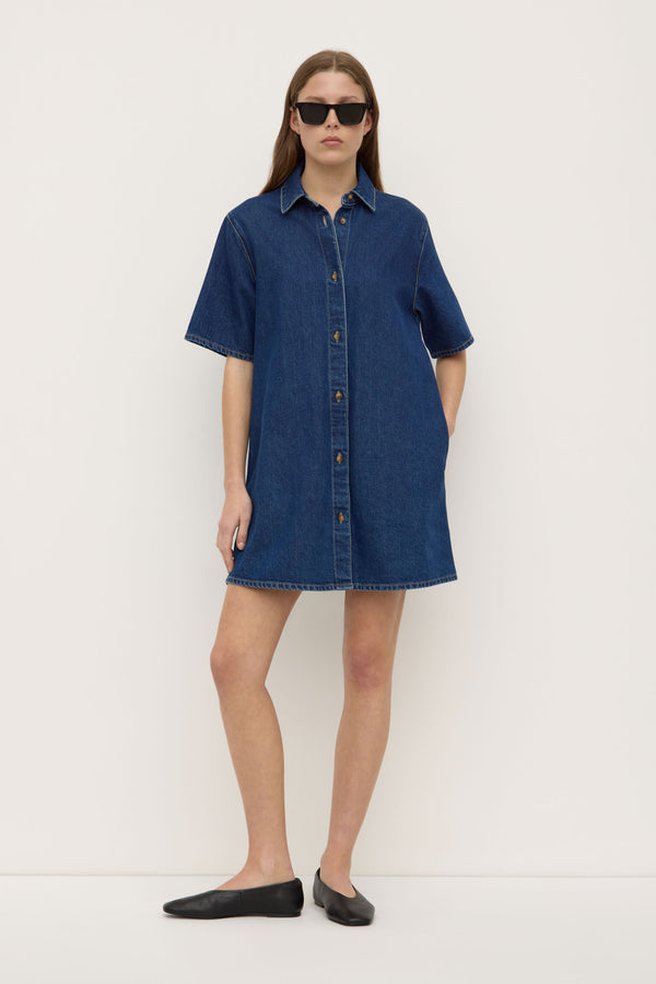 Re-Worn Neera Denim Mini Shirt Dress