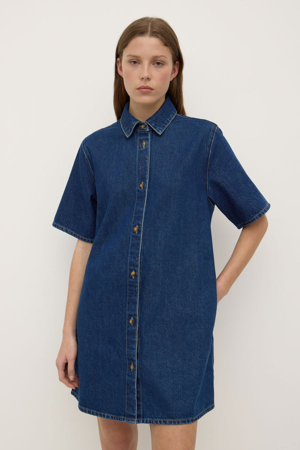 Re-Worn Neera Denim Mini Shirt Dress