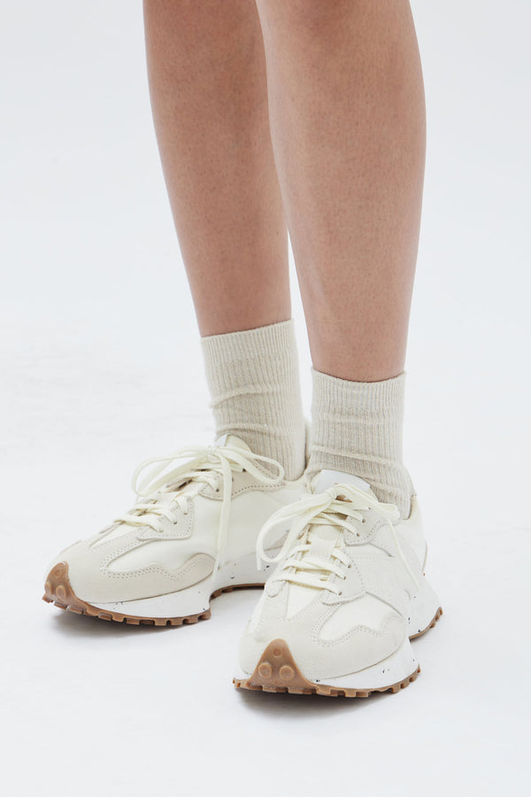 Womens New Balance 327 Turtledove Assembly Label