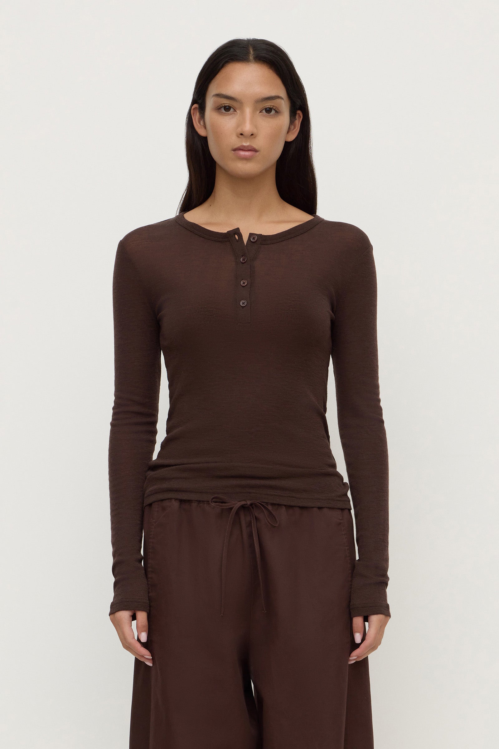 Womens Nora Merino Wool Henley Ganache | Assembly Label