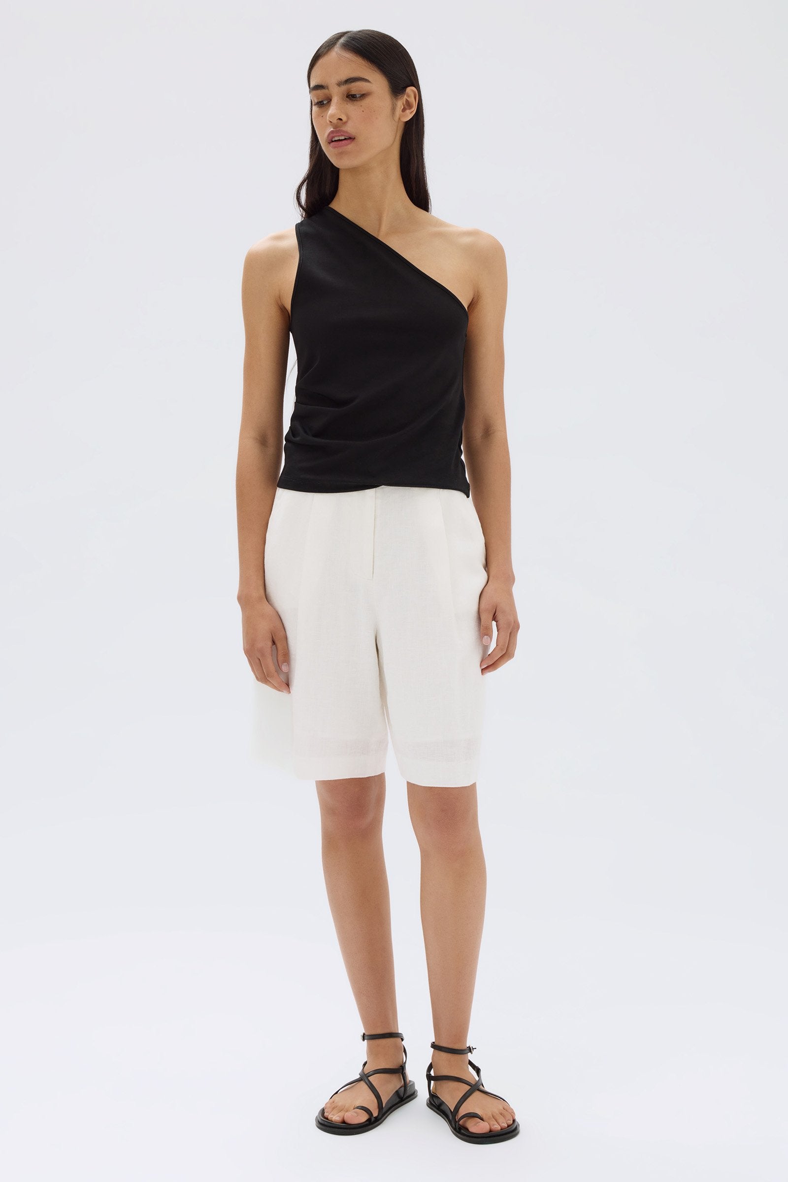 アキキ akiki ribbon one shoulder top Ⅲ pre order】 ribbon one shoulder top Ⅲ/black - akiki