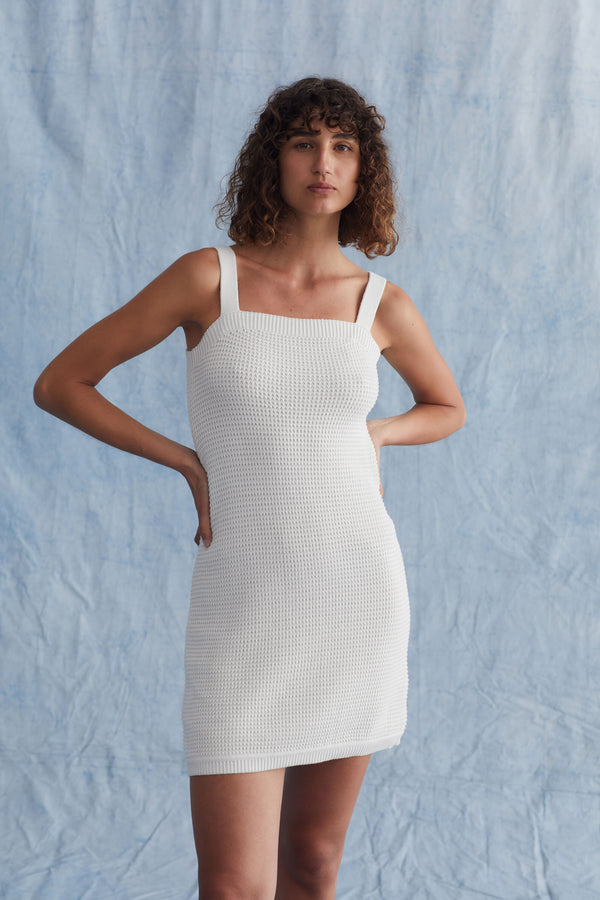 Womens Paige Knit Dress Antique White