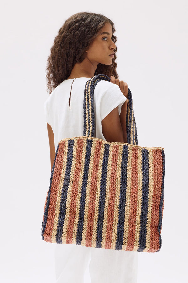 Raffia Stripe Tote Bag