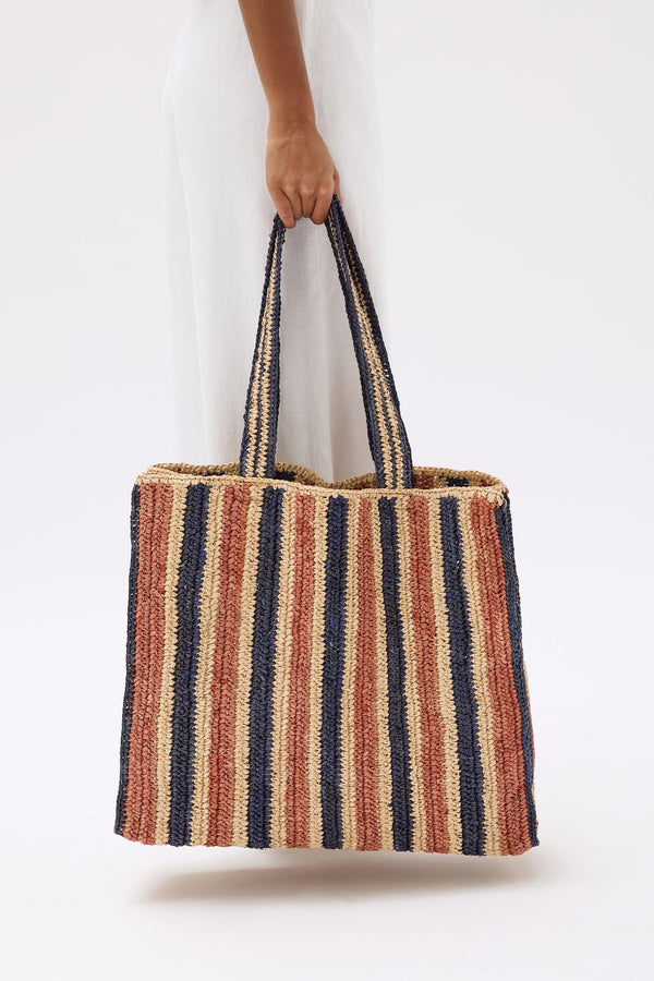 Raffia Stripe Tote Bag