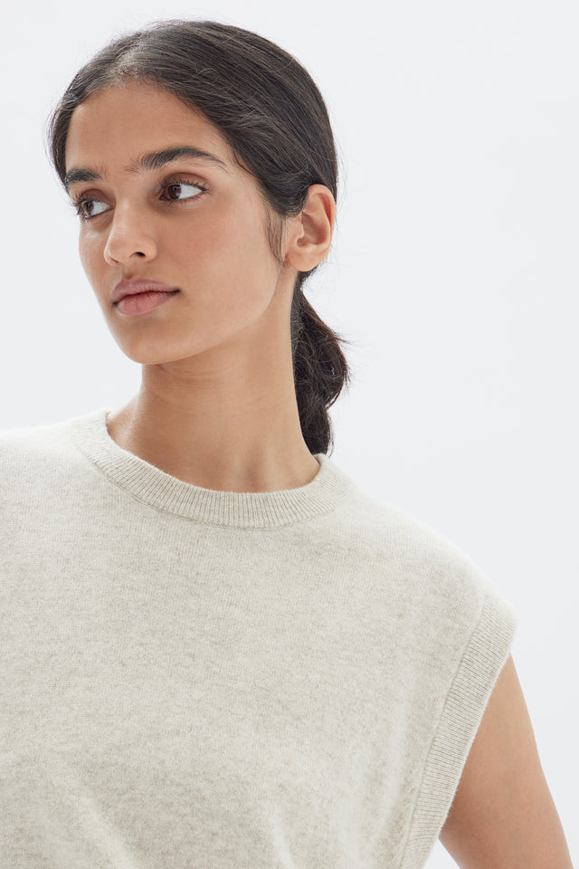 Womens Relaxed Cashmere Vest Oat Marle | Assembly Label