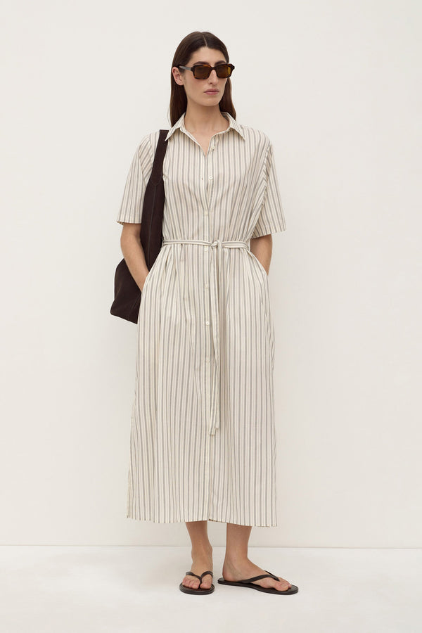 Re-Worn Ria Stripe Midi Shirt Dress