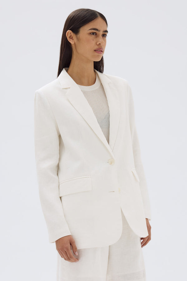 Womens Roberta Linen Jacket Antique White Assembly Label
