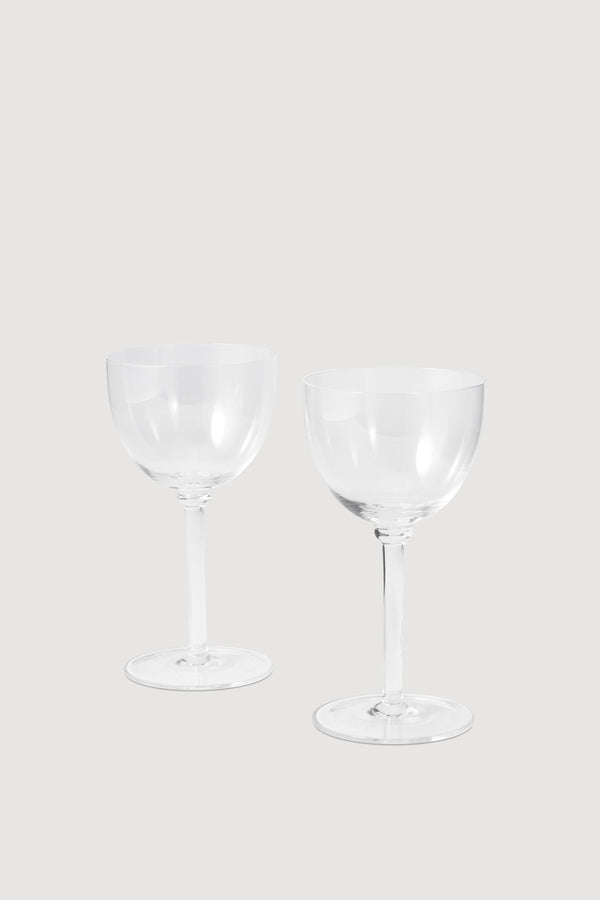 Service projects set of 2 martini glasses made from a lead free glass, set against a plain white background.