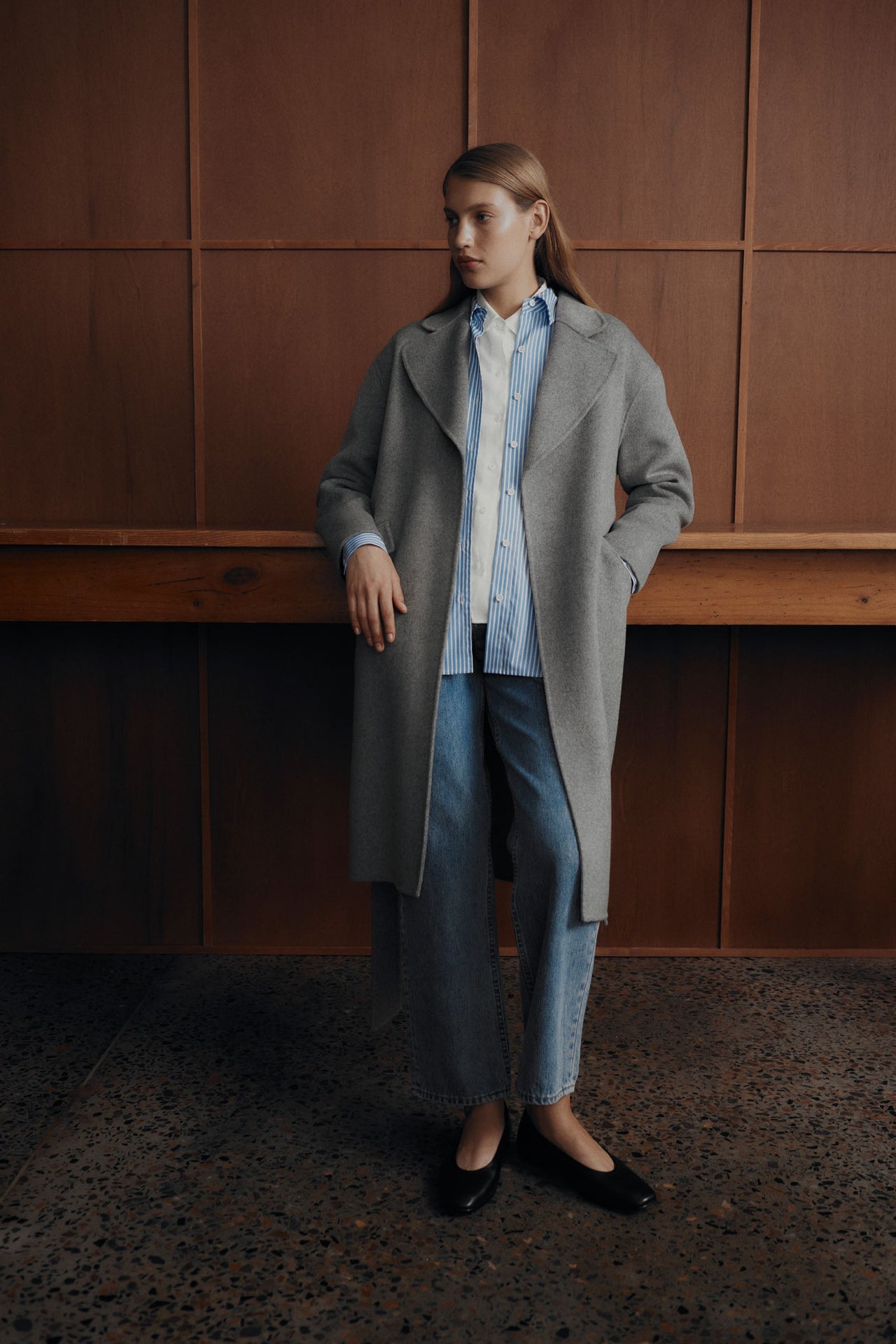 Womens Sadie Single Breasted Coat Grey Marle Assembly Label