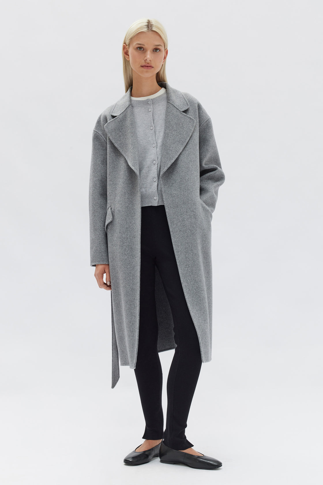 Womens Sadie Single Breasted Coat Grey Marle Assembly Label