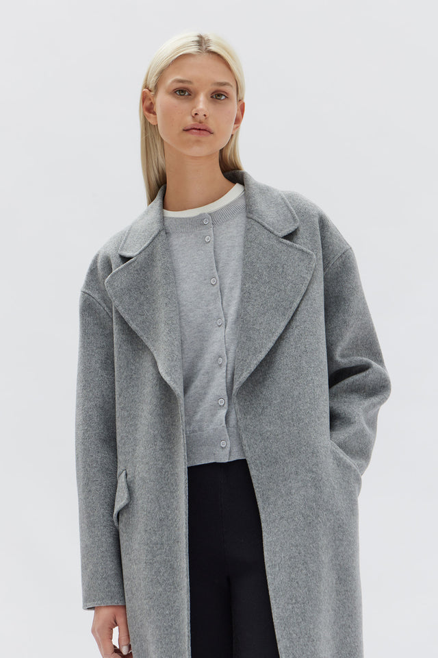 Womens Sadie Single Breasted Coat Grey Marle | Assembly Label