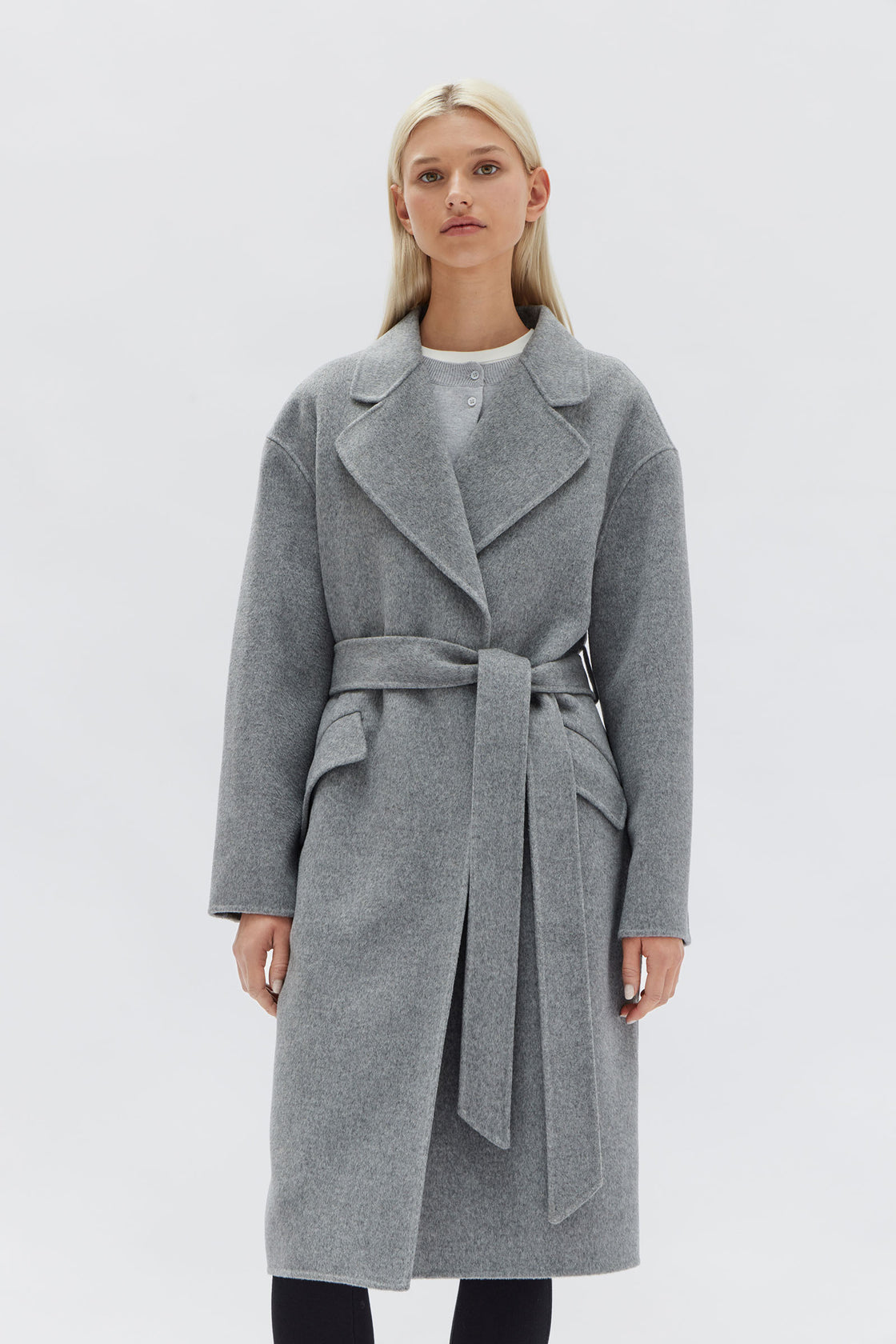 Womens Sadie Single Breasted Coat Grey Marle | Assembly Label