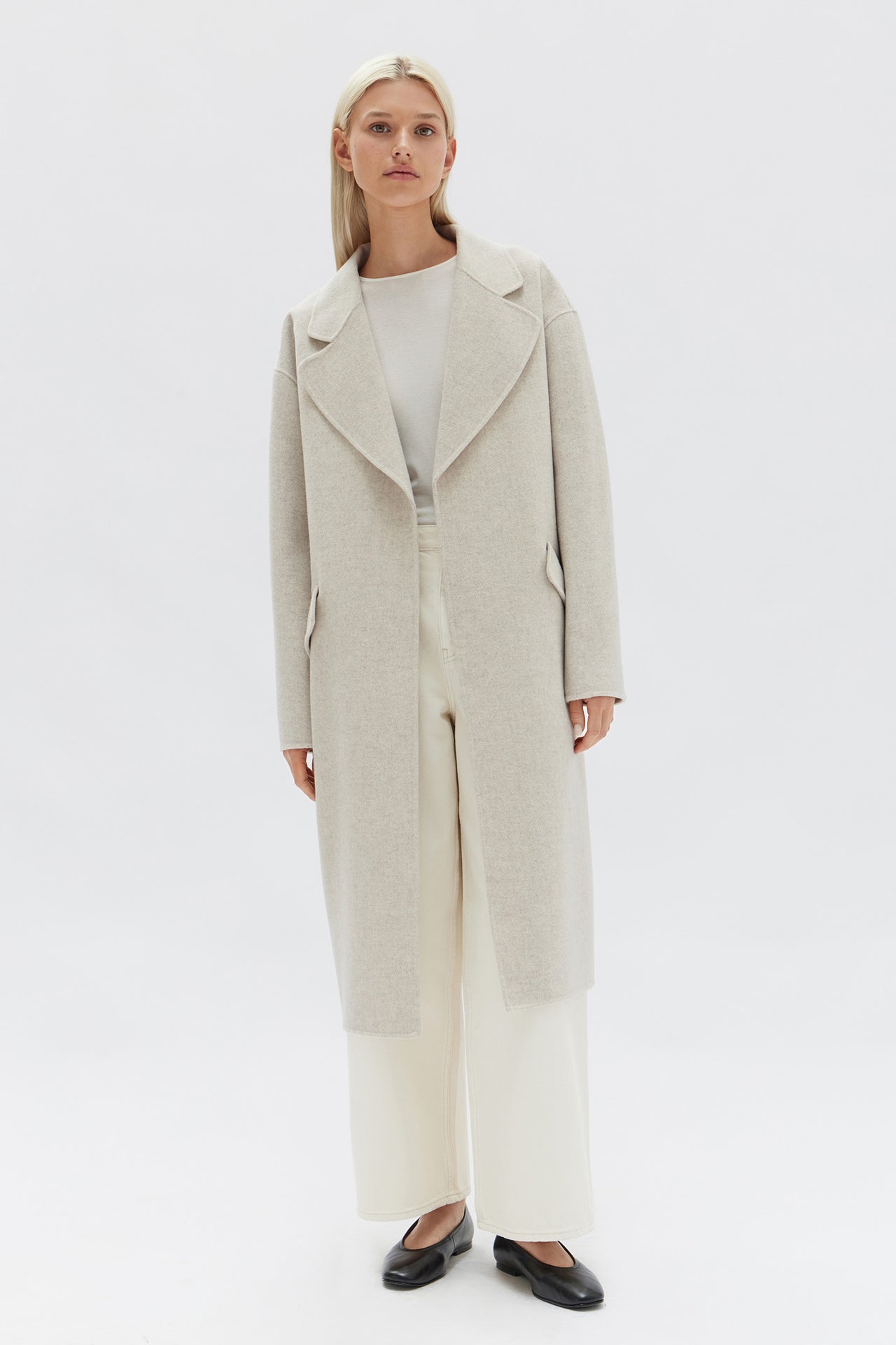 Womens Sadie Single Breasted Coat Oat Assembly Label