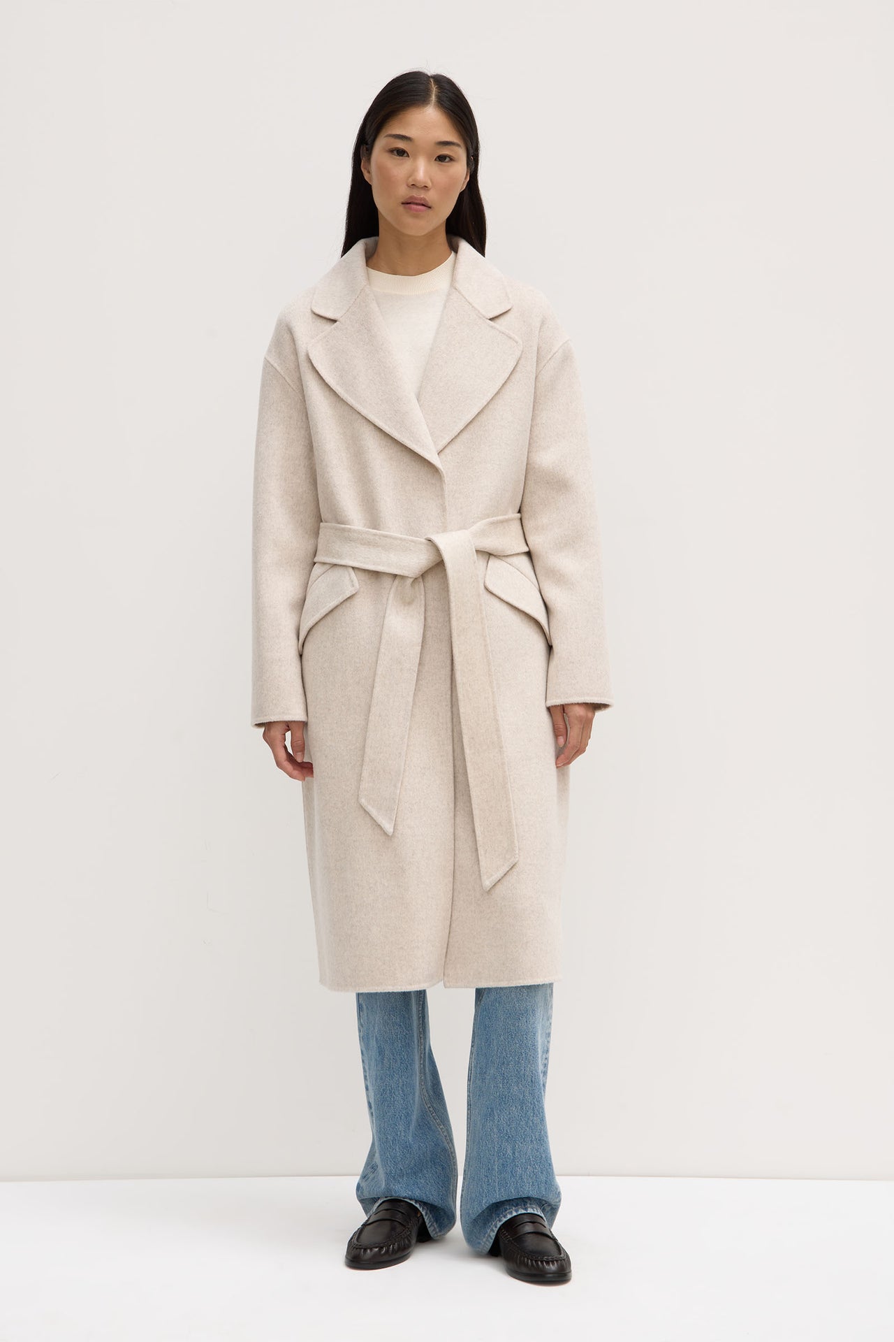 Womens Sadie Single Breasted Coat Oat Assembly Label