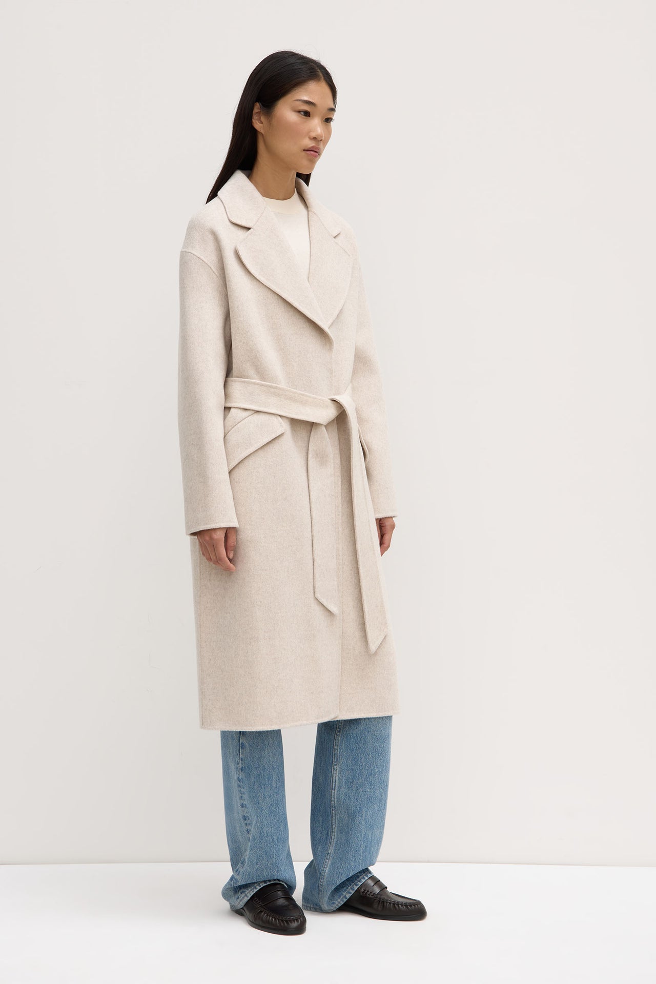 Womens Sadie Single Breasted Coat Oat Assembly Label