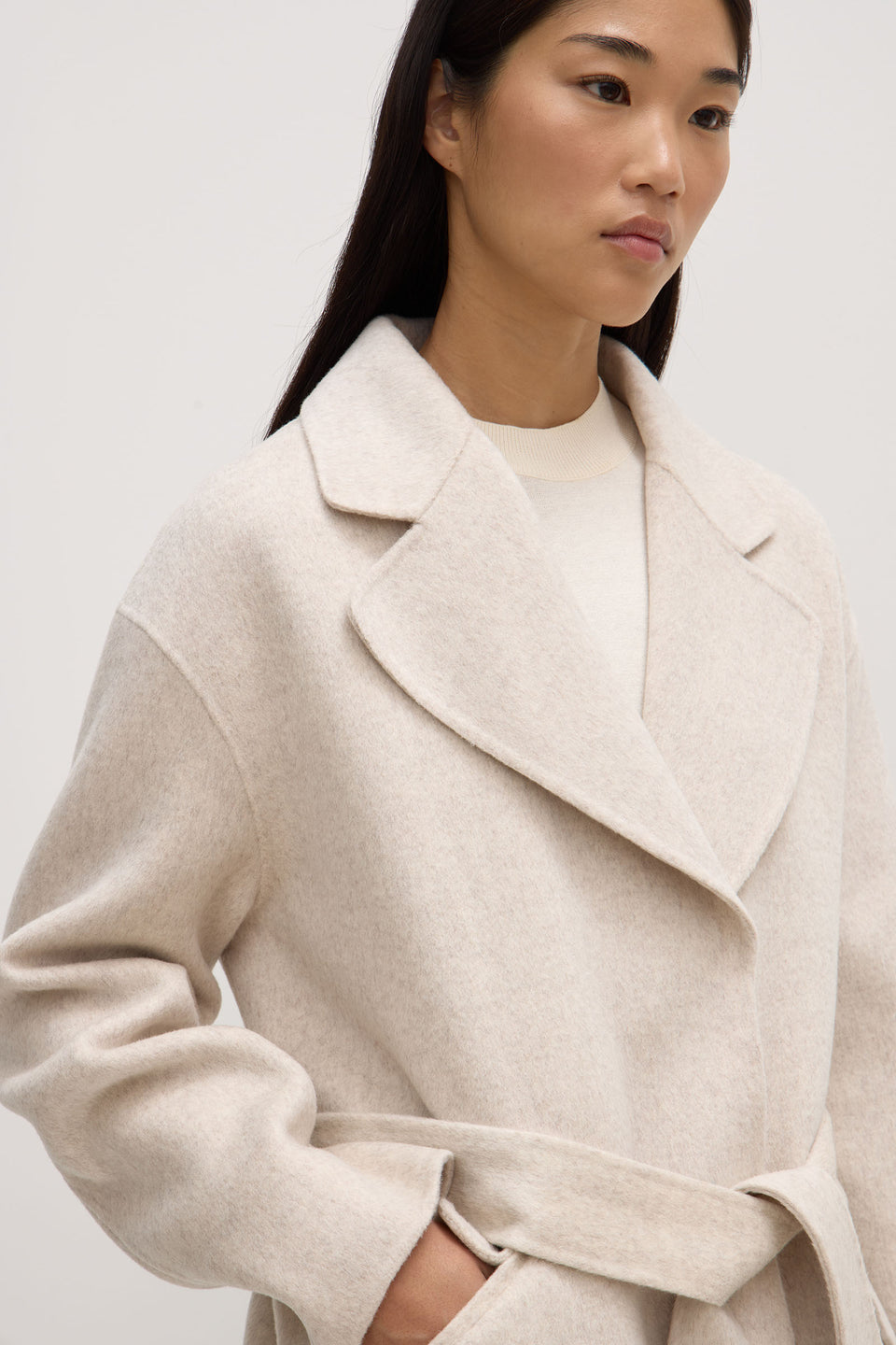 Womens Sadie Single Breasted Coat Oat Assembly Label