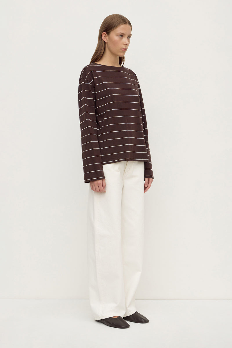 Womens Scout Long Sleeve Tee Ganache Cream Stripe | Assembly Label