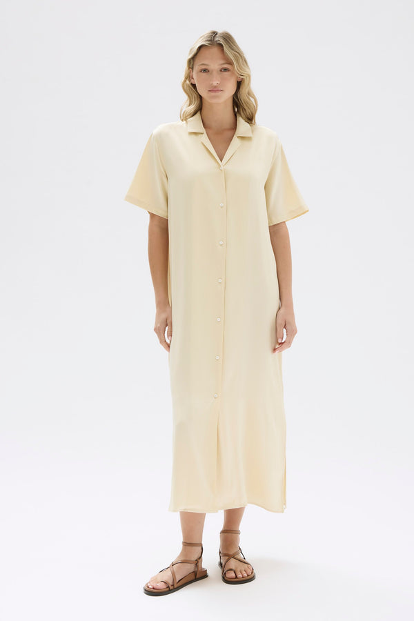 Womens Silk Resort Shirt Dress Pannacotta Assembly Label