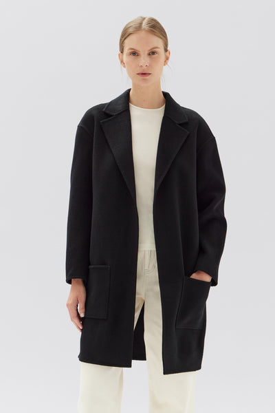 Black wool coat with hood womens online