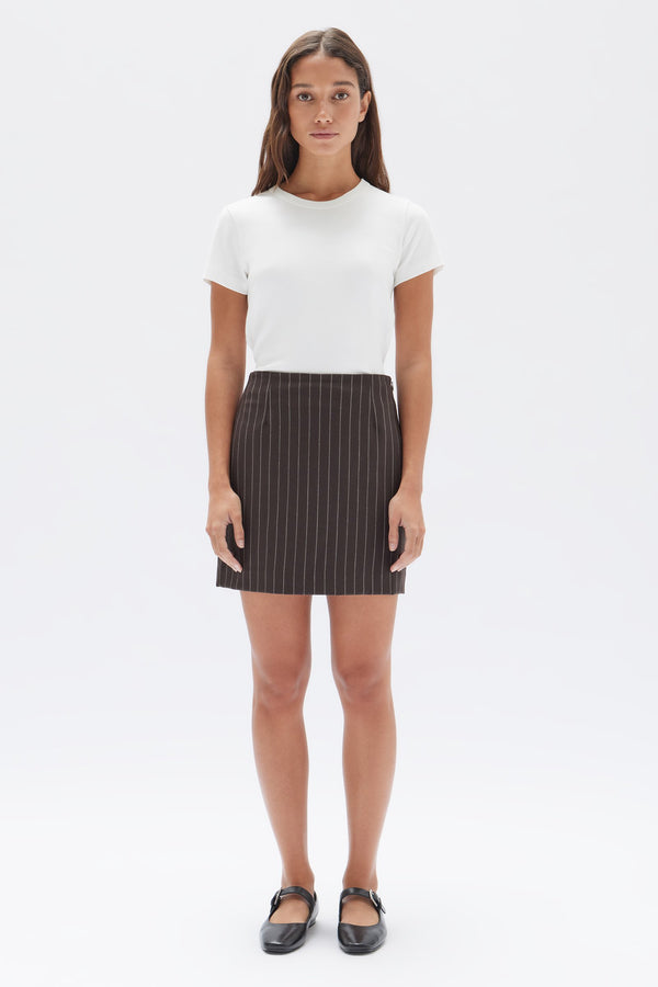 Sofia Wool Pinstripe Mini Skirt