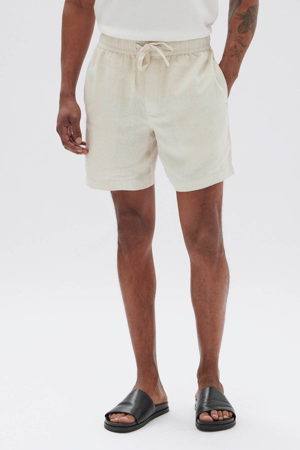 Mens Tide Linen Shorts Limestone Assembly Label