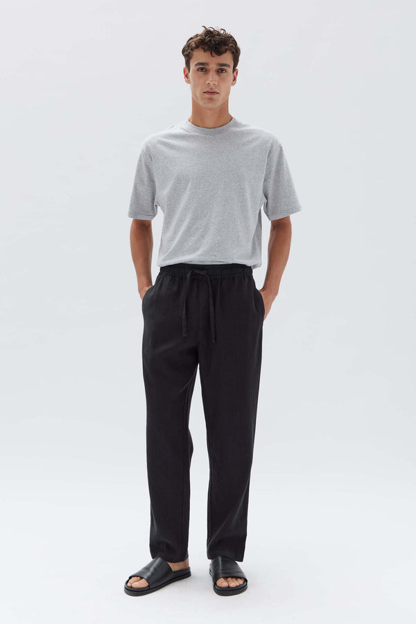 Men's Linen Trousers in Washed Navy