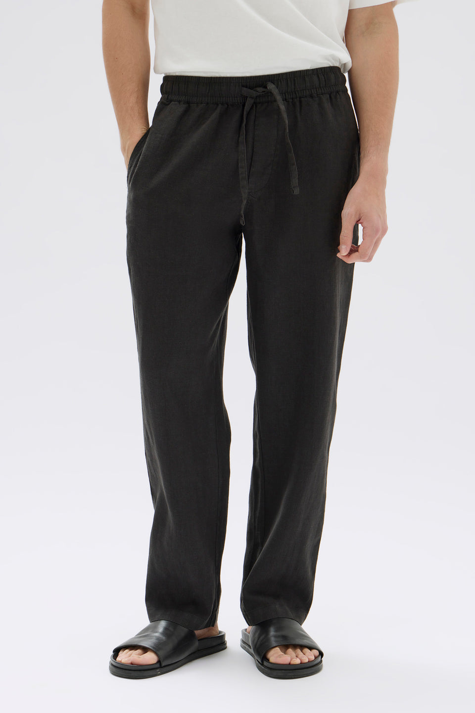 Mens Tide Linen Pants Black | Assembly Label