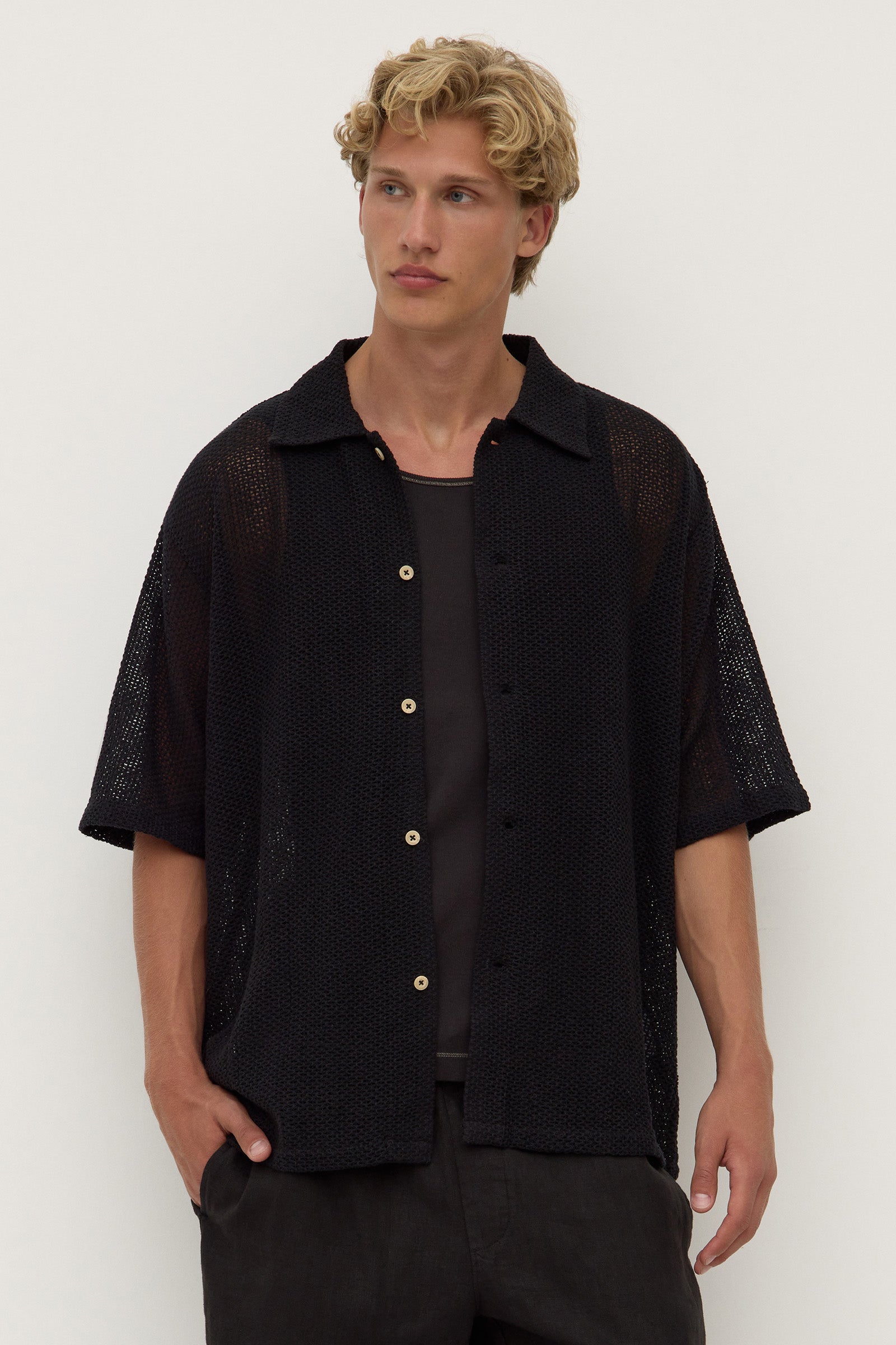 Mens Tristan Short Sleeve Shirt Black | Assembly Label