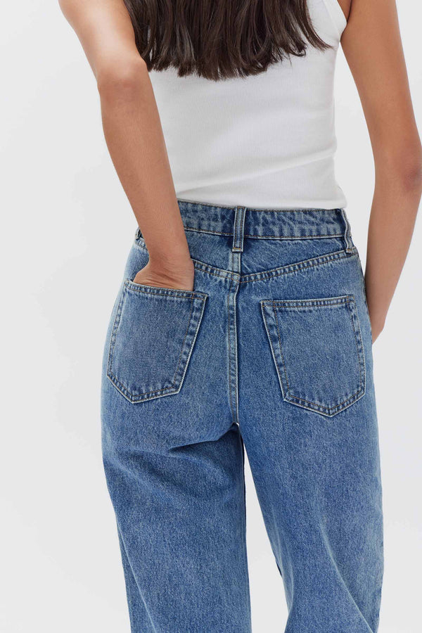 2023 New Vintage Blue Strap Jeans Women's Black Denim Pants