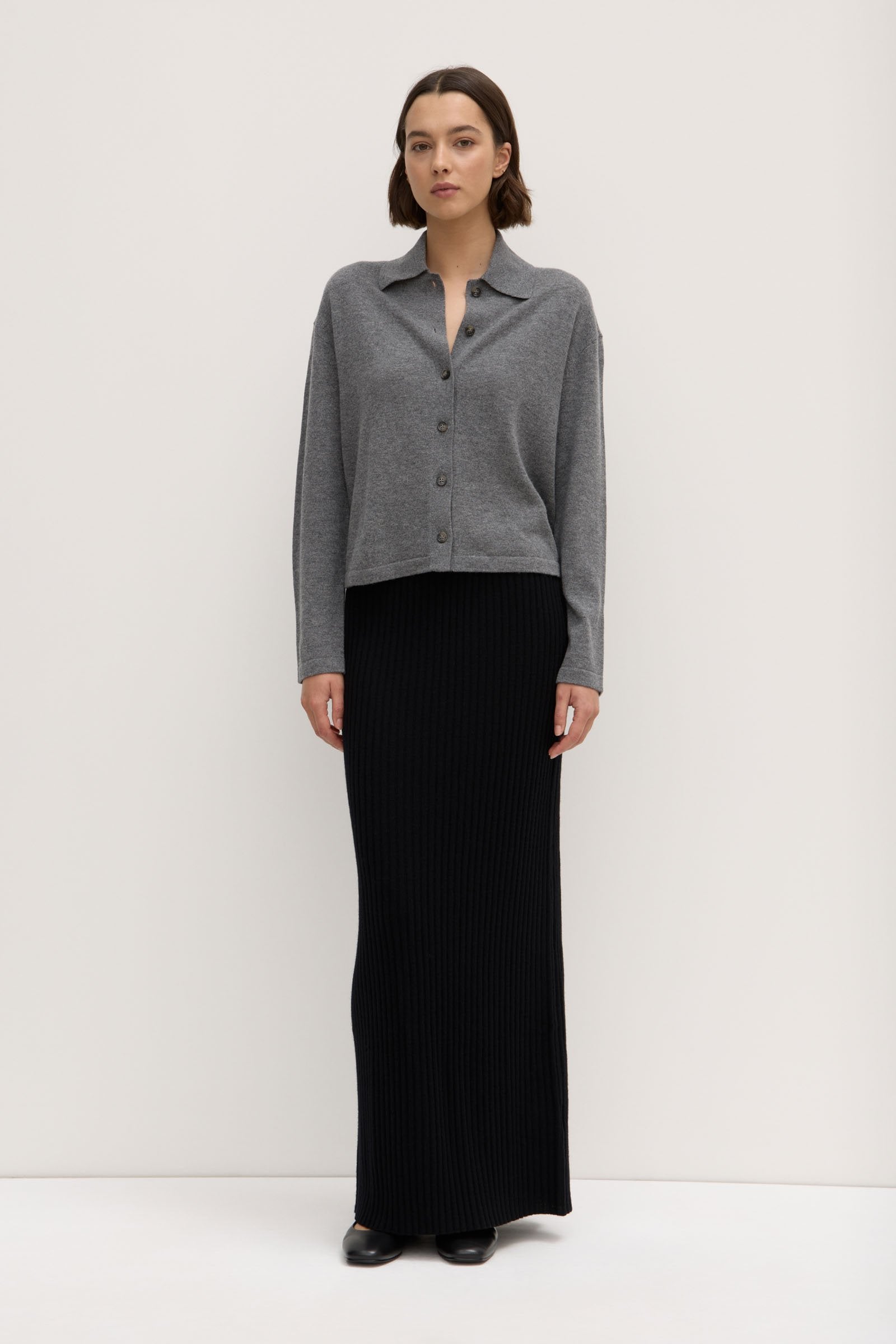 Womens Wool Cashmere Rib Maxi Skirt Black | Assembly Label