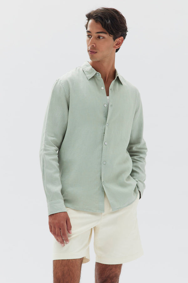 Joseph Turner Men's Linen Shirt Long Sleeve - Atlantic M
