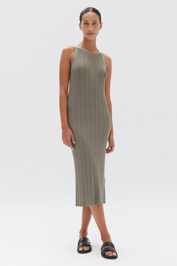 Ribbed knit dress with opening - Woman