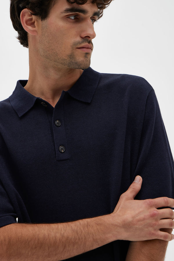 Mens Kisho Knit Polo True Navy | Assembly Label