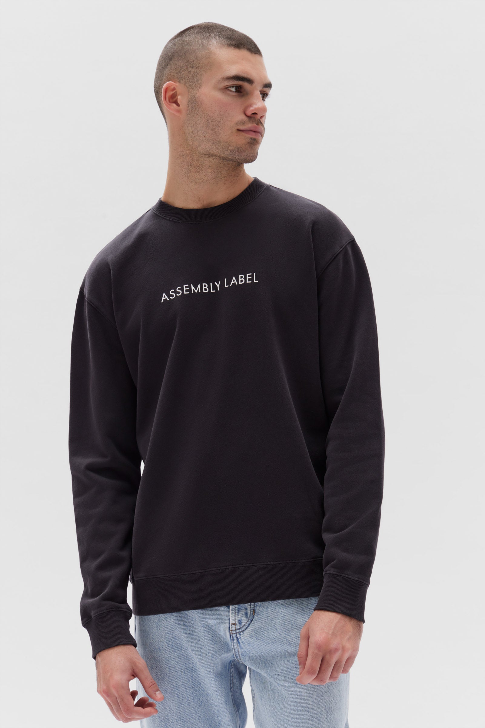 Mens Logo Sweat Washed Black Assembly Label