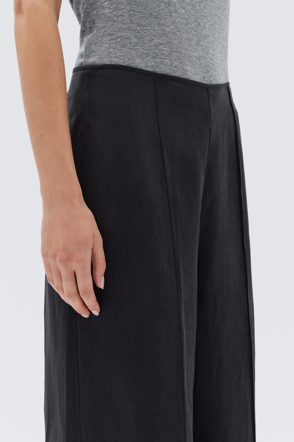 River Island Womens Black Linen Wide Trousers Size M | eBay