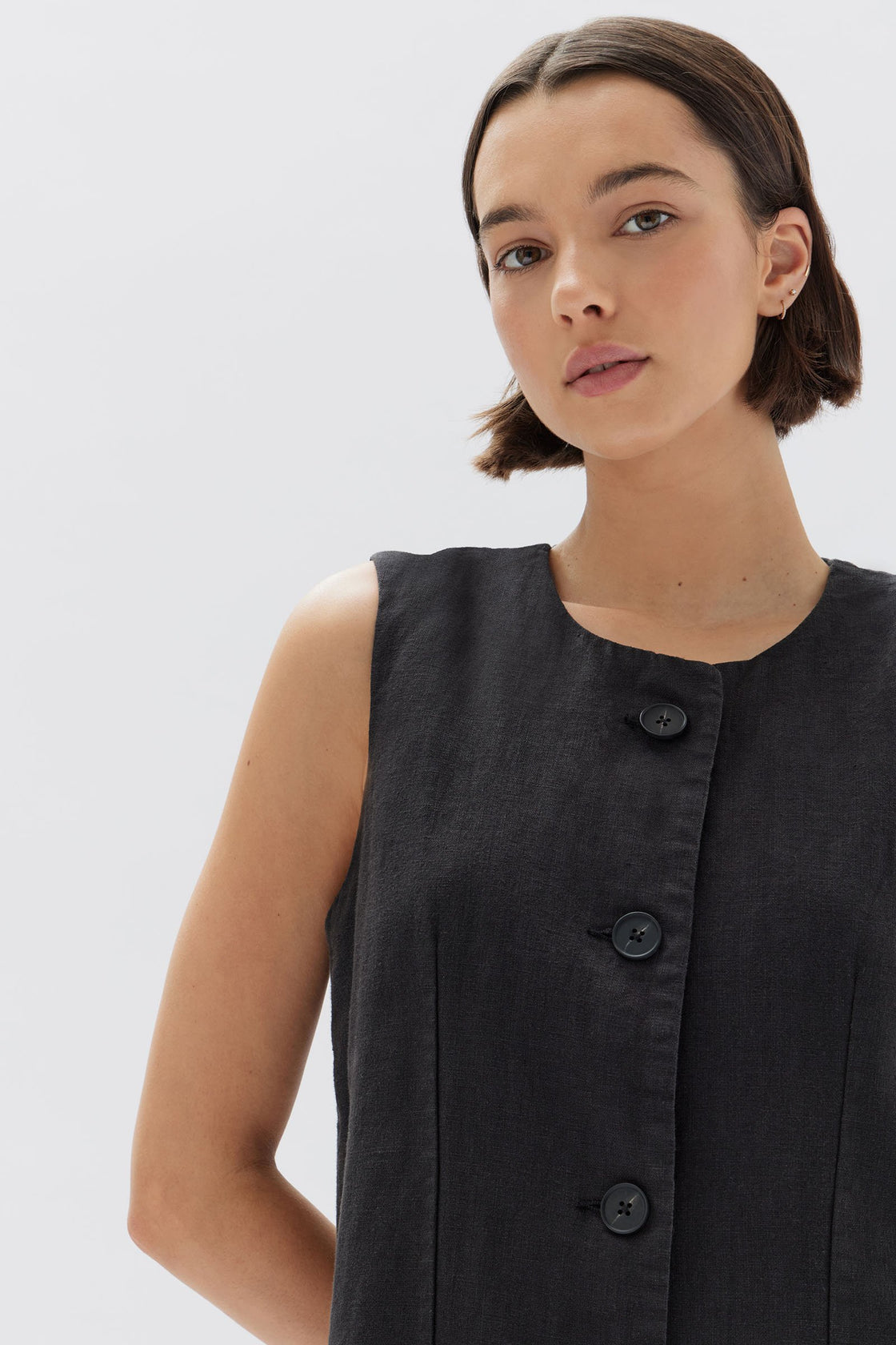 Womens Coralie Linen Mini Dress Black Assembly Label