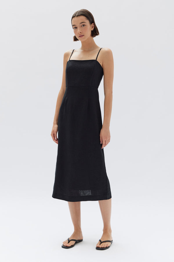 14+ Black Linen Midi Dress